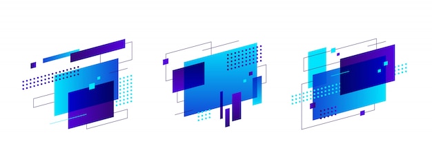 Ensemble De Bannière De Figures Abstraites Colorées