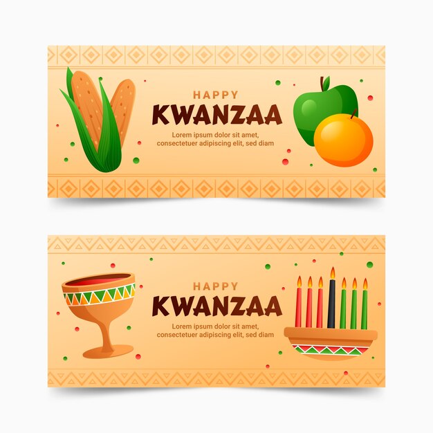 Ensemble de bannière horizontale dégradé kwanzaa