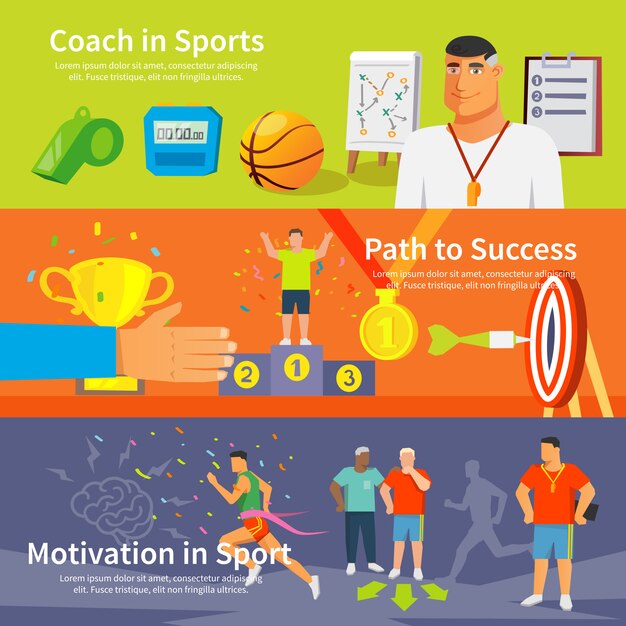 Ensemble de bannière de sport de coaching