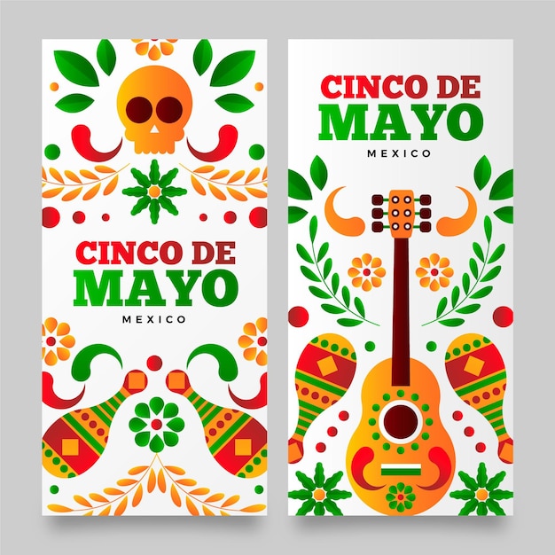 Ensemble de bannières dégradé cinco de mayo