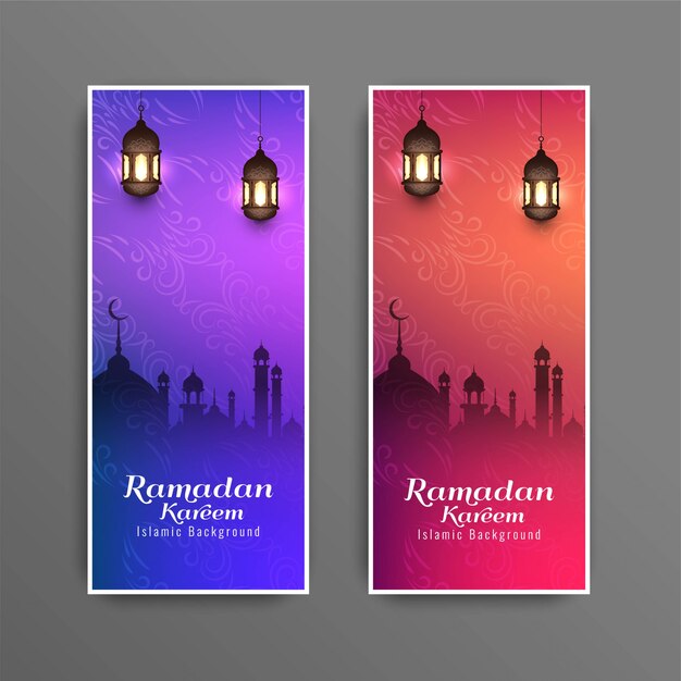 Ensemble de bannières de festival religieux Ramadan Kareem