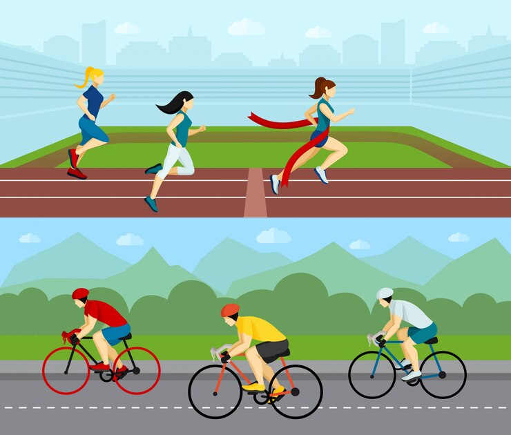 Vecteur gratuit ensemble de bannières horizontales people sport