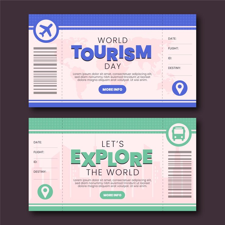 Vecteur gratuit ensemble de bannières de la journée mondiale du tourisme