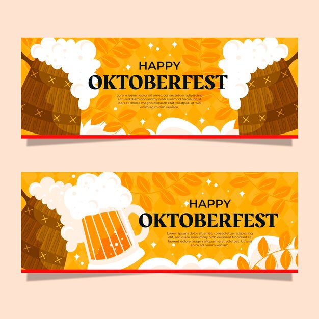 Ensemble de bannières oktoberfest plat
