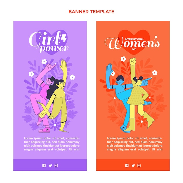 Ensemble De Bannières Verticales Plates Pour La Journée Internationale De La Femme