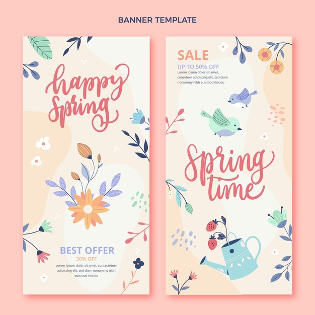 Ensemble de bannières verticales de printemps réalistes