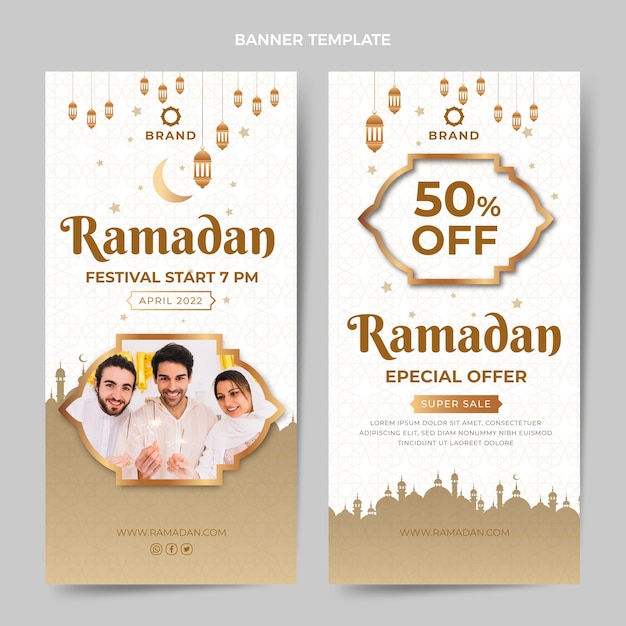 Vecteur gratuit ensemble de bannières verticales ramadan dégradé