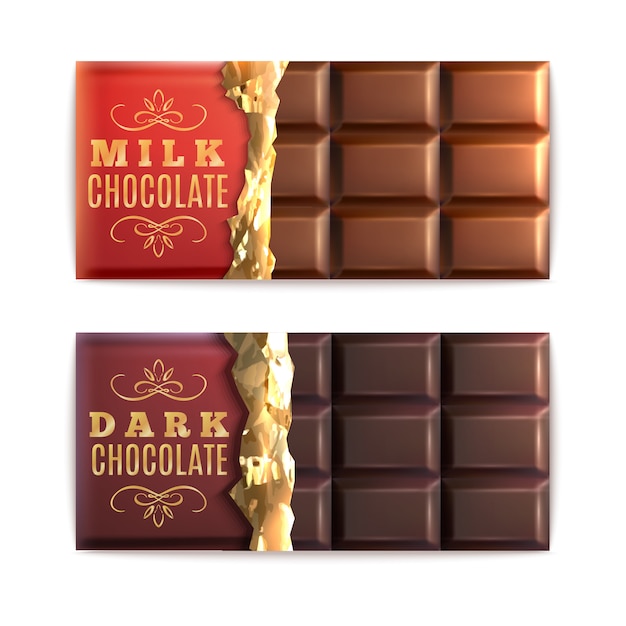 Vecteur gratuit ensemble de barres de chocolat