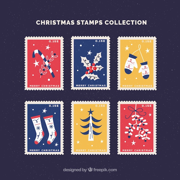 Ensemble De Beaux Timbres De Noël