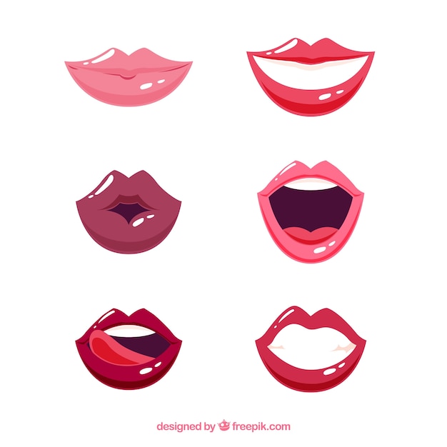 Vecteur gratuit ensemble de belles lèvres