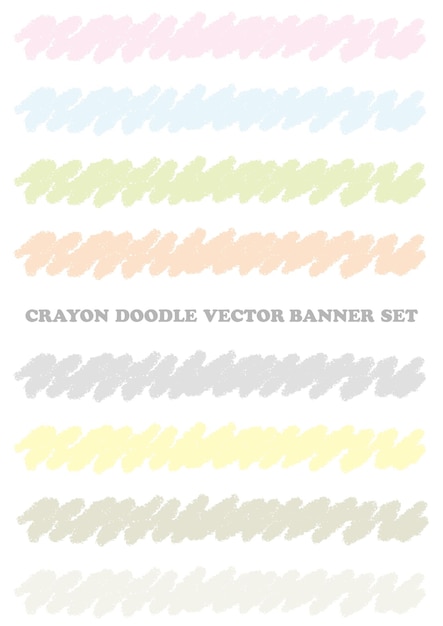 Vecteur gratuit ensemble de bordure de crayon de couleur pastel de vecteur isolé sur fond blanc.