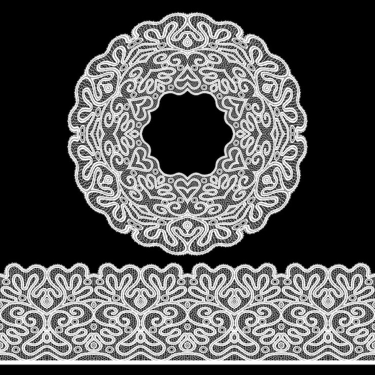 Vecteur gratuit ensemble de bordure en dentelle