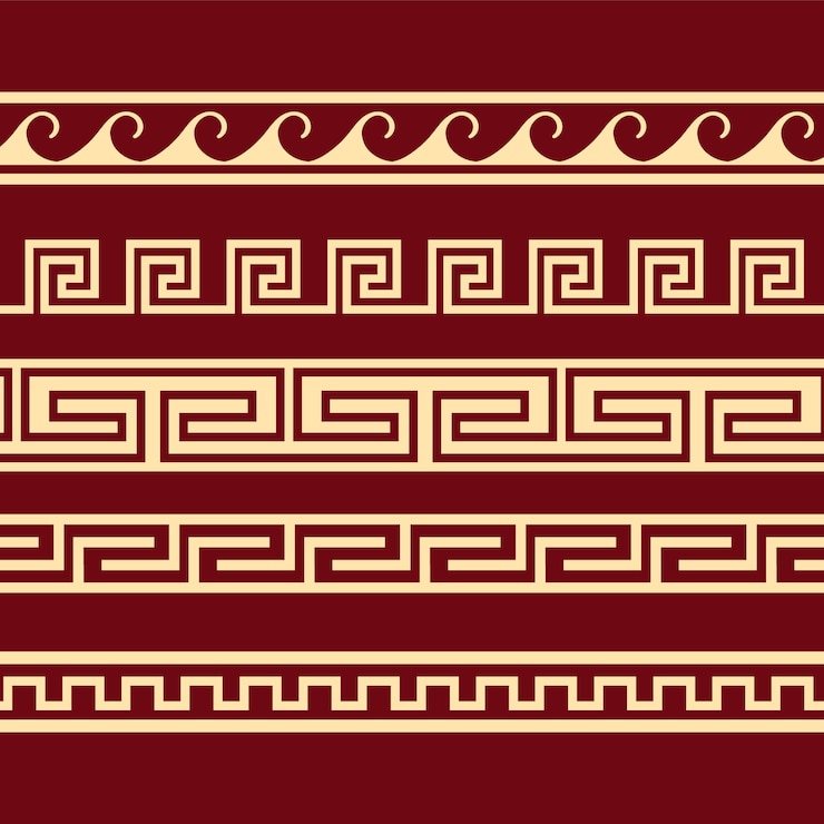 Vecteur gratuit ensemble de bordure grecque design plat