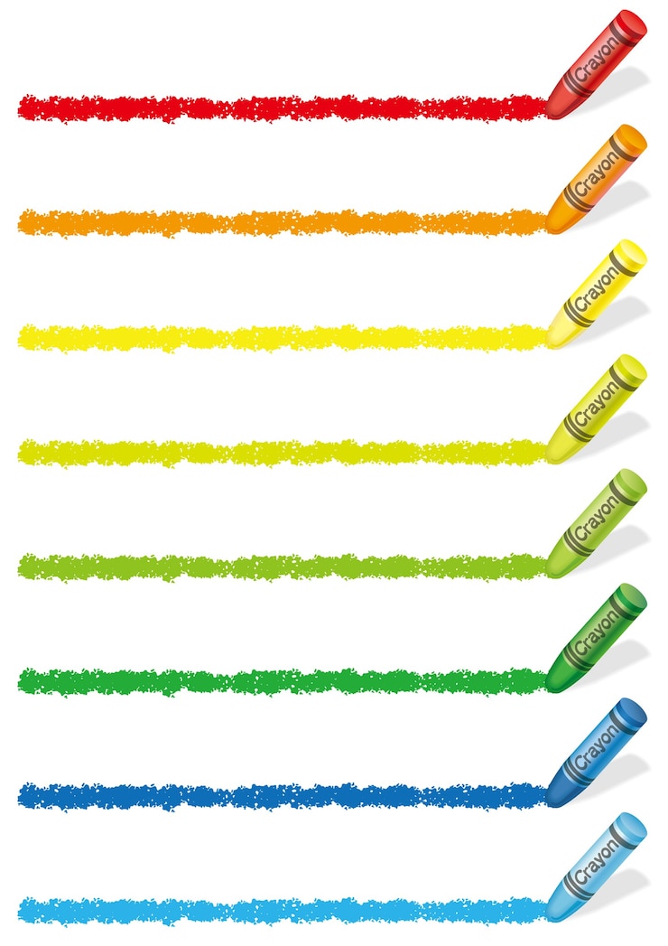 Vecteur gratuit ensemble de bordures de crayon coloré isolé sur un blanc.