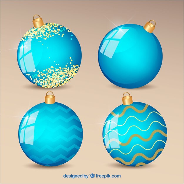 Ensemble de boules de Noël bleues