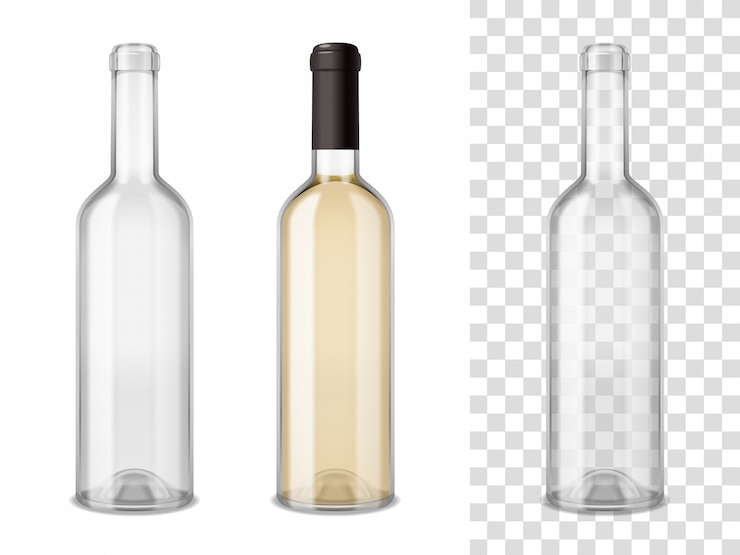 Vecteur gratuit ensemble de bouteilles de vin blass