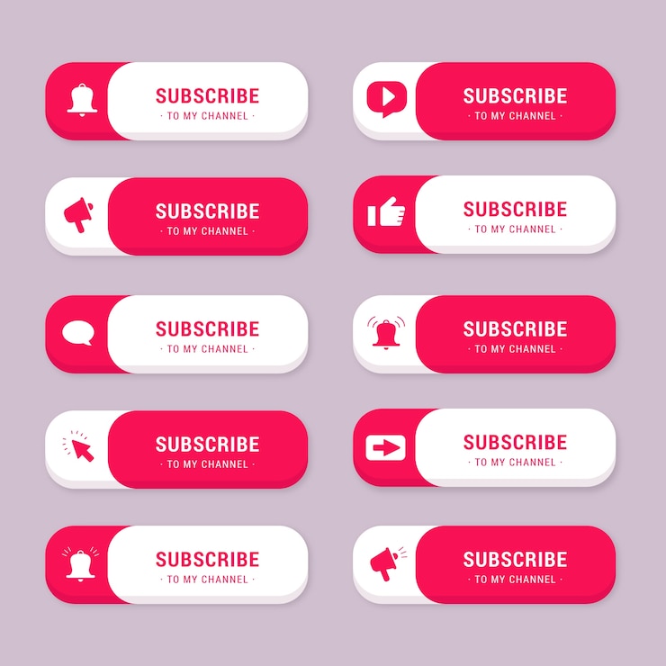 Vecteur gratuit ensemble de boutons d'abonnement