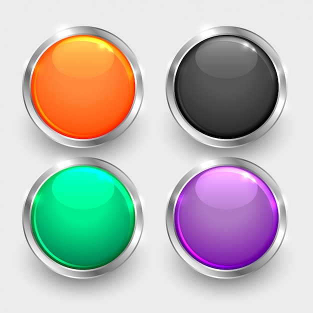 Vecteur gratuit ensemble de boutons brillants ronds et brillants