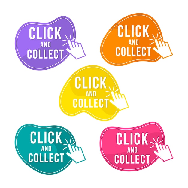 Vecteur gratuit ensemble de boutons de clic et de collecte