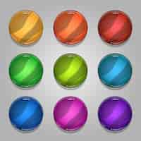 Vecteur gratuit ensemble de boutons vierges cercle coloré