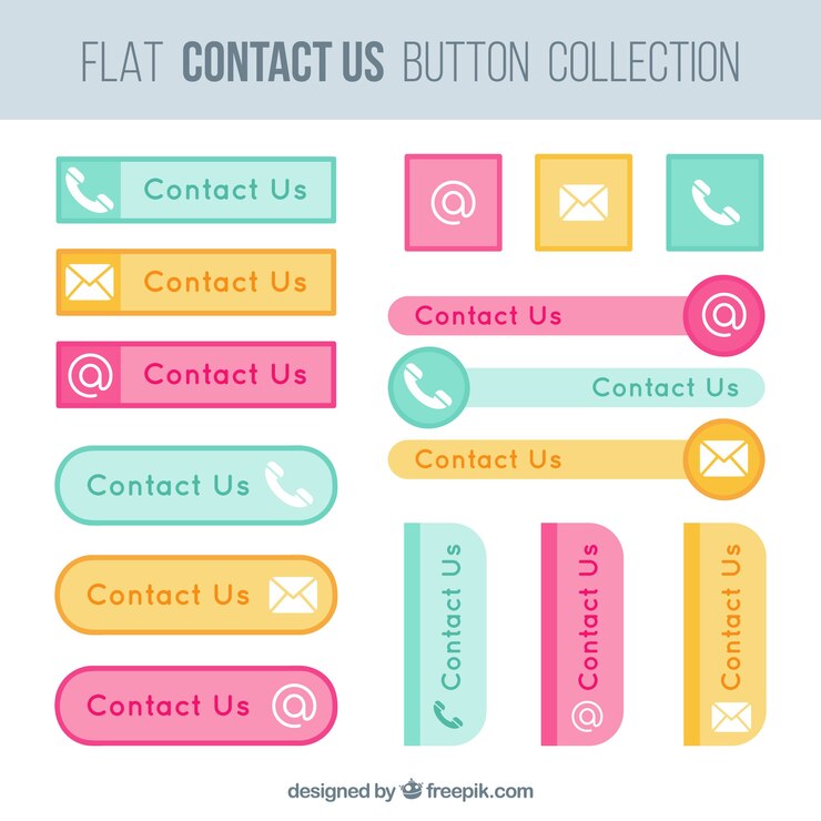 Vecteur gratuit ensemble de boutons web nous contacter au design plat