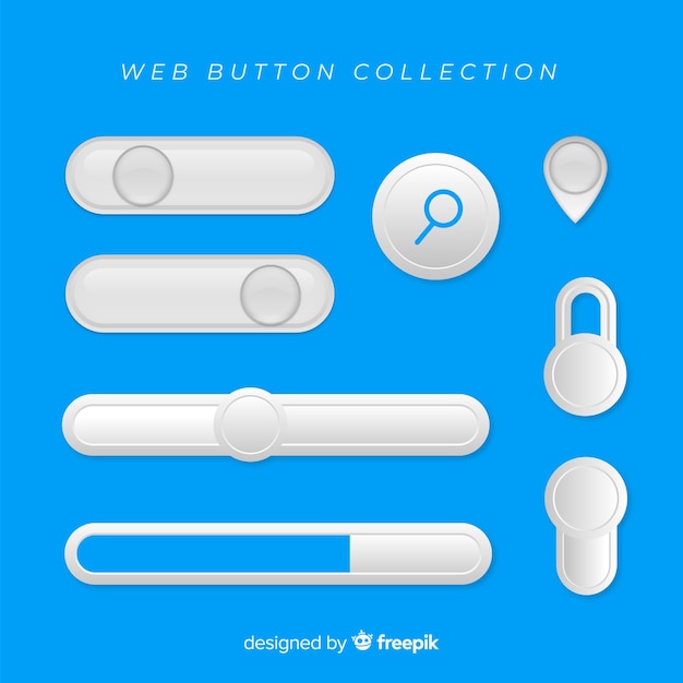 Vecteur gratuit ensemble de boutons web plat