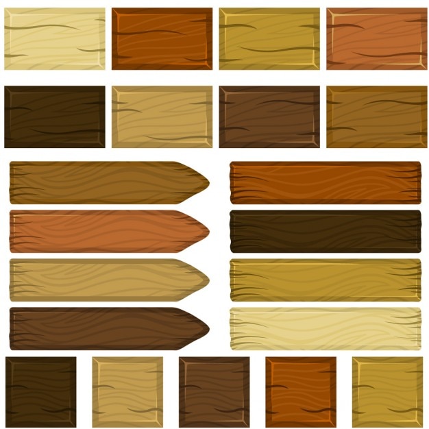 Vecteur gratuit ensemble de briques en bois et des planches dans le style de bande dessinée