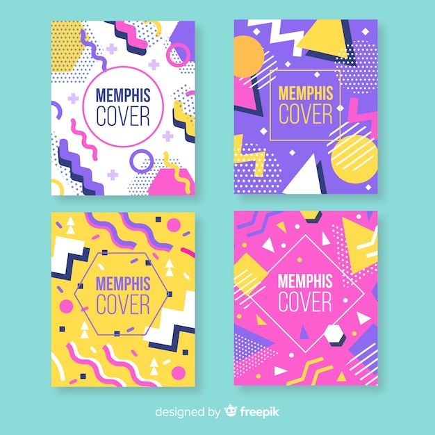 Ensemble De Brochures De Style Coloré Memphis