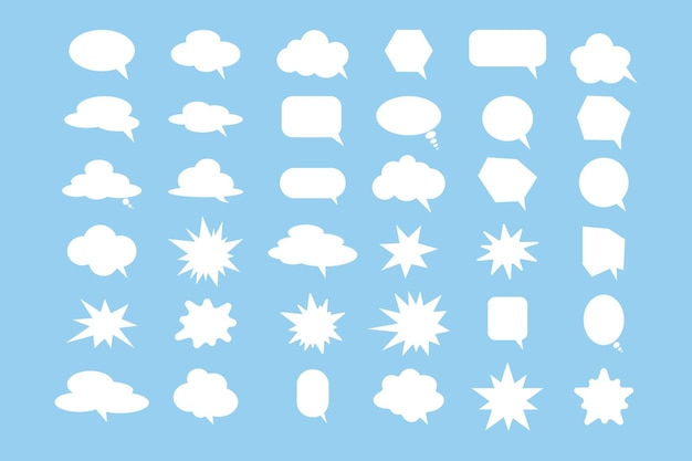 Vecteur gratuit ensemble de bulles de parole nuages blancs sur fond bleu