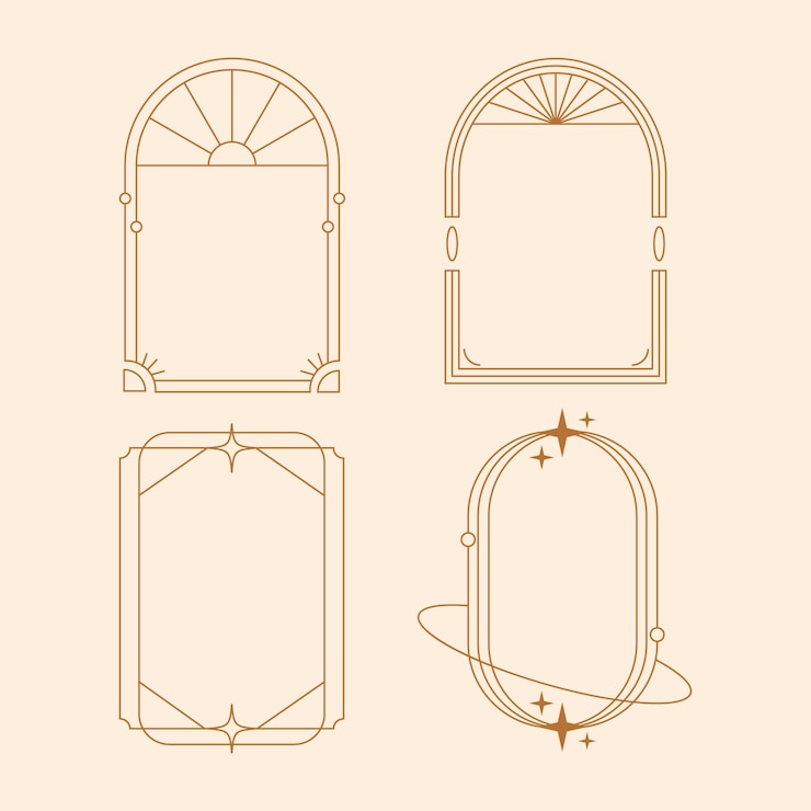 Vecteur gratuit ensemble de cadres linéaires minimalistes de conception plate