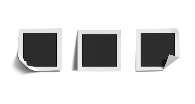 Ensemble de cadres photo instantanés carrés vectoriels isolés sur fond blanc.