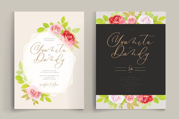 Ensemble De Cartes D'invitation De Mariage Ornement Floral