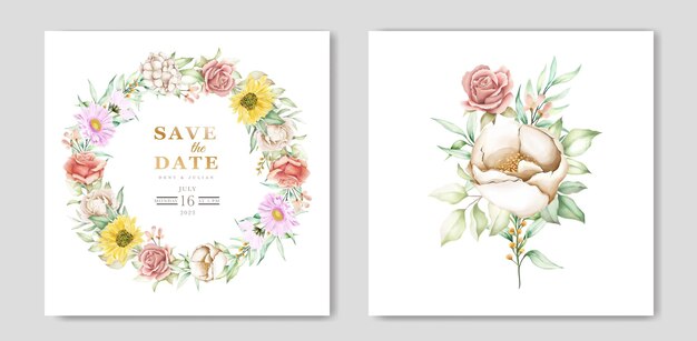 Ensemble de cartes d'invitation printemps floral en fleurs