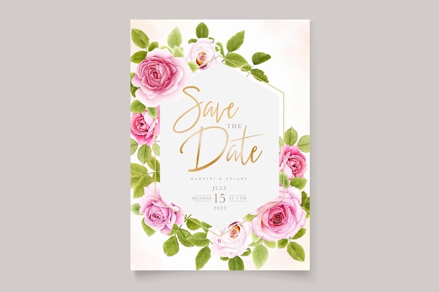 Vecteur gratuit ensemble de cartes de mariage élégantes roses aquarelles