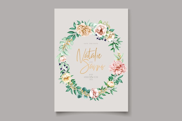 Vecteur gratuit ensemble de cartes de mariage florales dessinées à la main