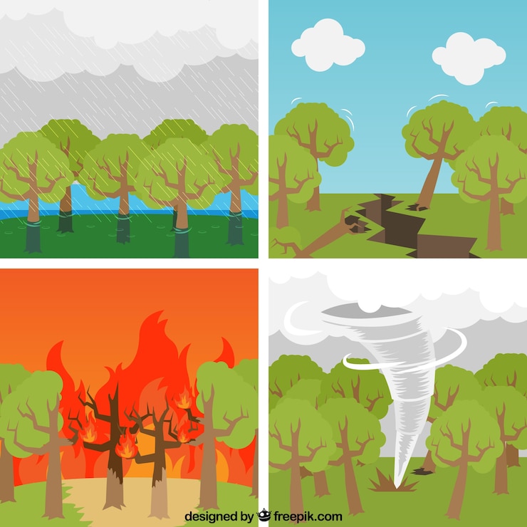 Vecteur gratuit ensemble de catastrophes naturelles