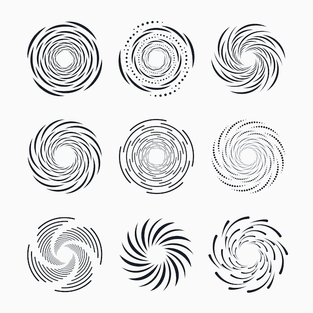 Vecteur gratuit ensemble de cercle en spirale design plat