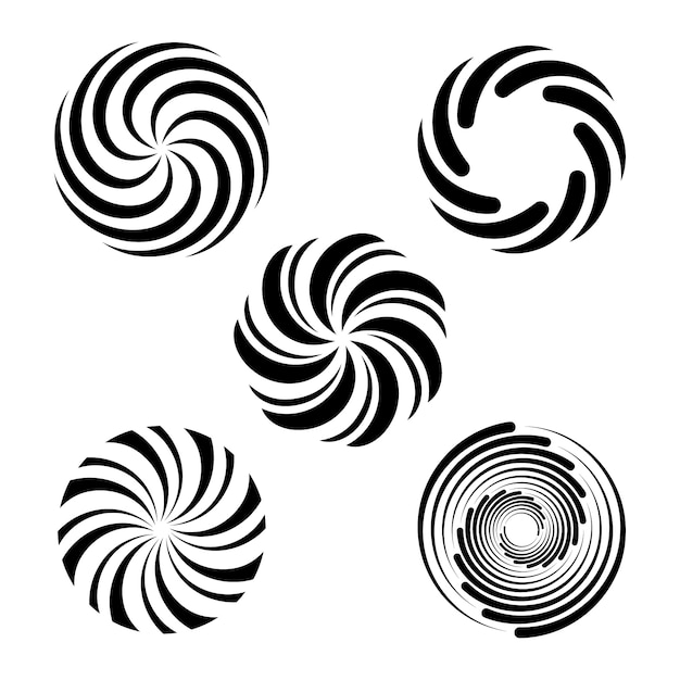 Vecteur gratuit ensemble de cercle en spirale design plat