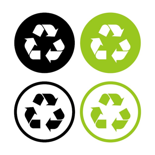 Vecteur gratuit ensemble de cercles de signe de recyclage