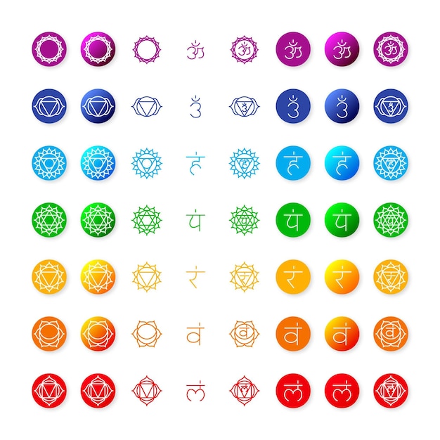 Vecteur gratuit ensemble de chakras colorés