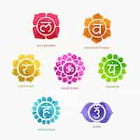 Vecteur gratuit ensemble de chakras colorés