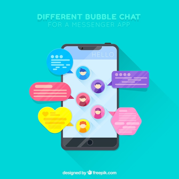 Vecteur gratuit ensemble de chat différentes bulles pour l'application de messagerie