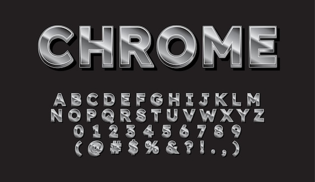 Ensemble de chiffres 3d cool chrome alphabets