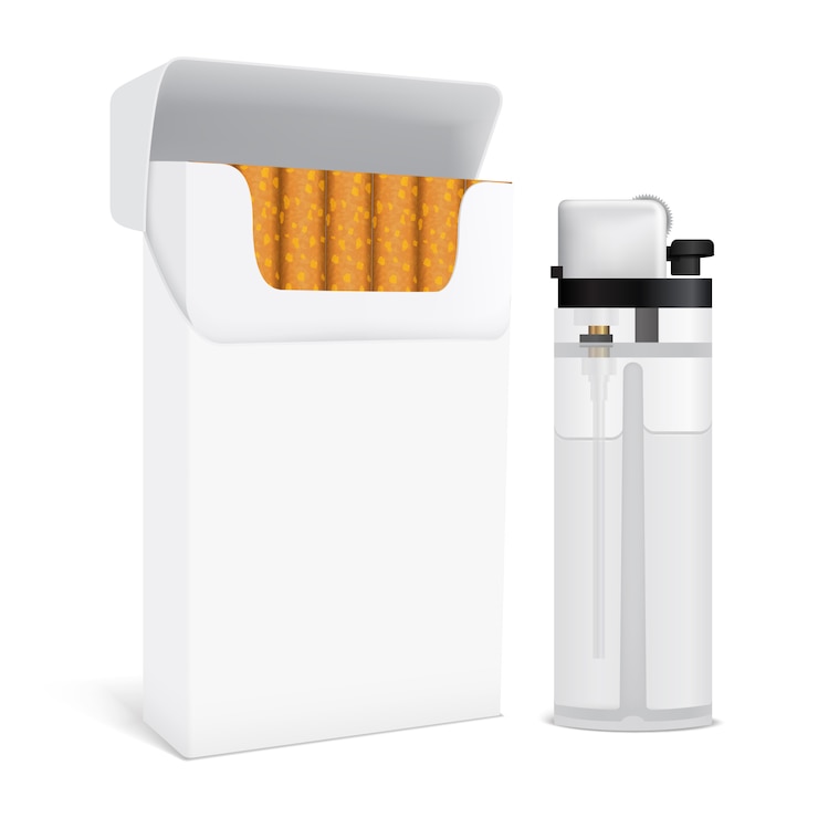 Vecteur gratuit ensemble de cigarettes et briquet