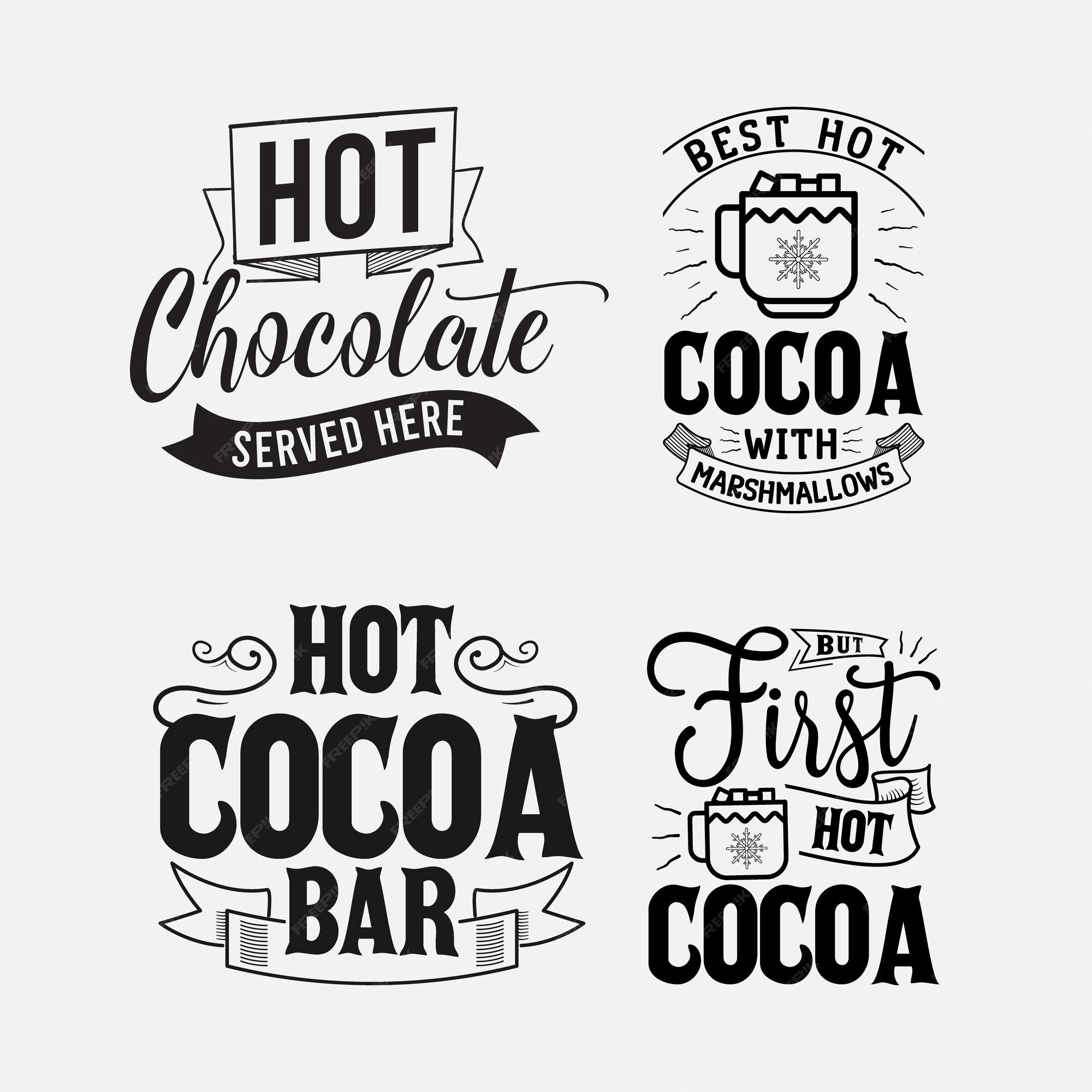 Ensemble De Citation De Chocolat De Lettrage De Cacao Chaud Pour Le T Shirt D Affiche D Impression Et Bien Plus Encore Vecteur Premium