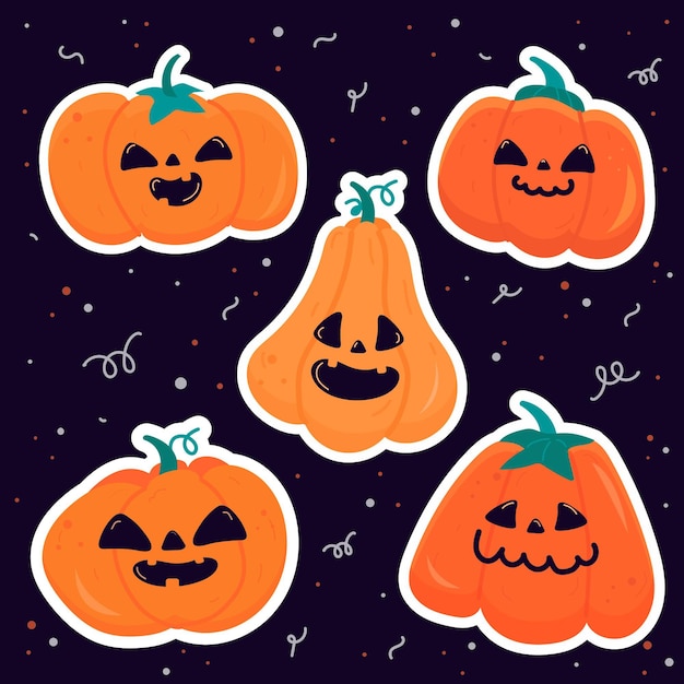 Vecteur gratuit ensemble de citrouilles festival halloween