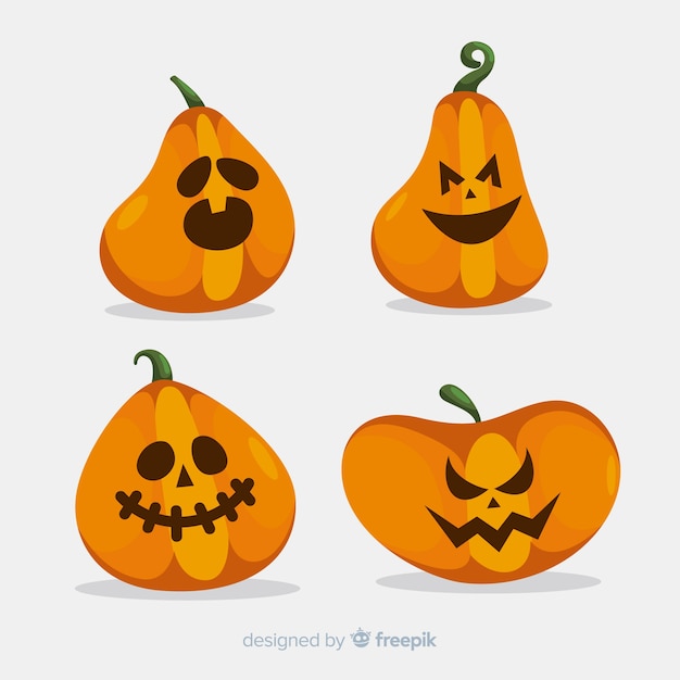 Ensemble De Citrouilles D'halloween Plates