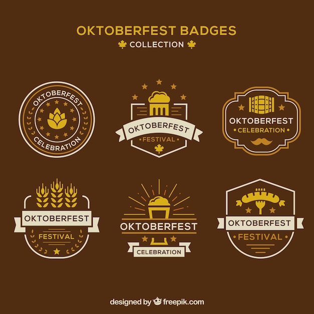 Vecteur gratuit ensemble classique de badges oktoberfest