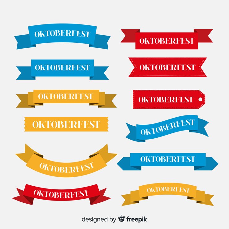 Vecteur gratuit ensemble classique de ruban oktoberfest avec design plat