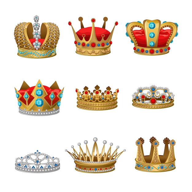 Vecteur gratuit ensemble de clipart couronne